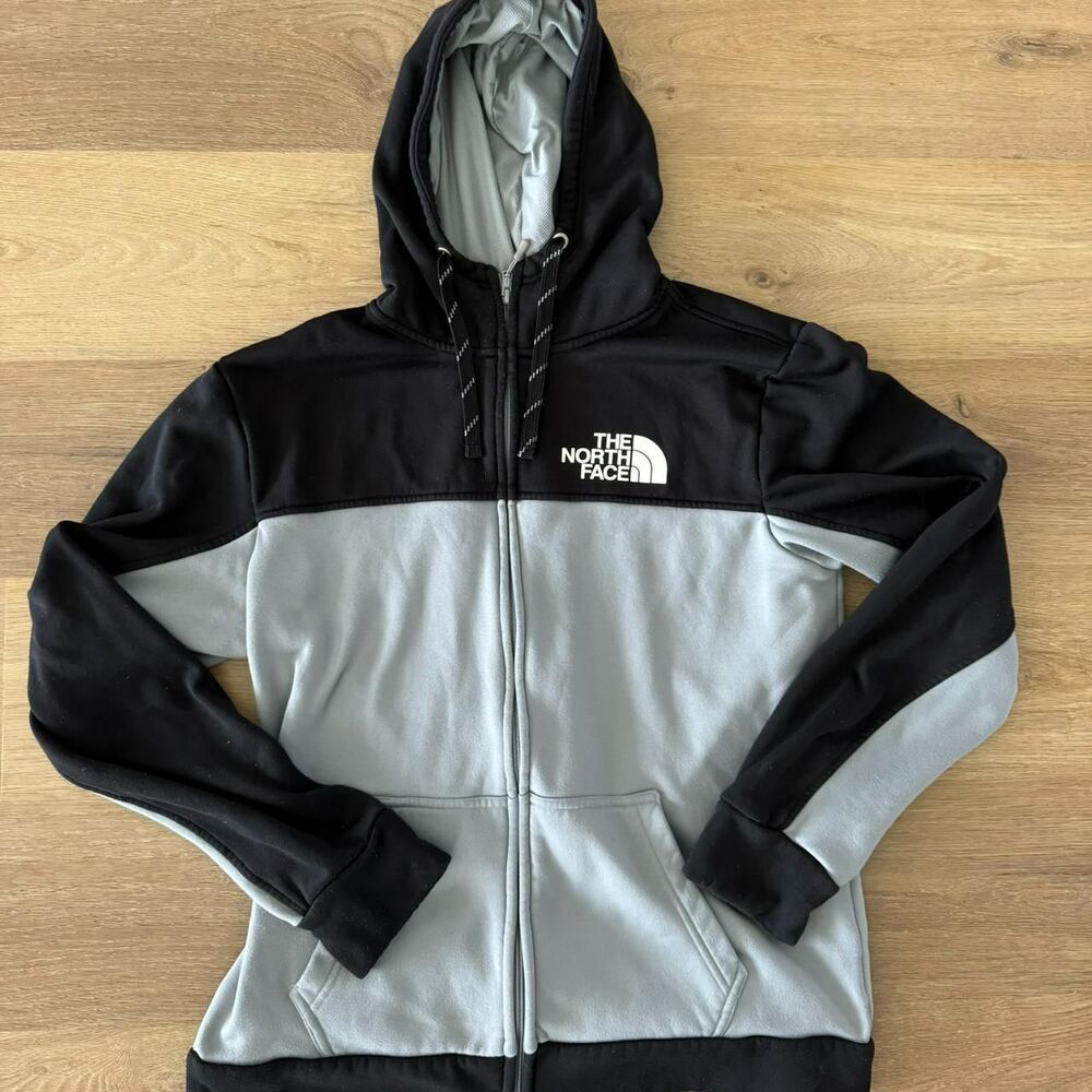 The North face Men's Grey and Blue Hoodie zip up Jacket L